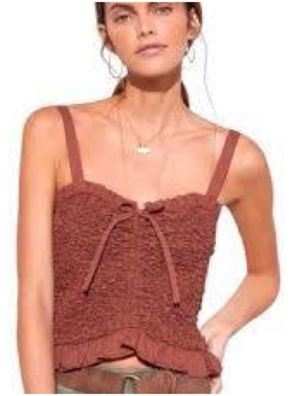 Anthropologie x Mare Mare Rust Smocked Ruffle Tank